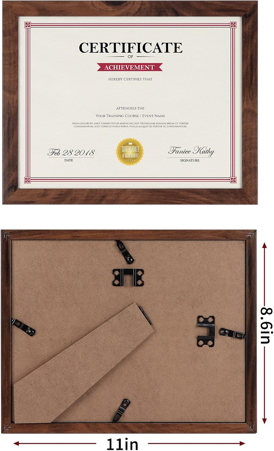 Giftgarden 8.5x11 Picture Frame Brown Set of 12, Multi Rustic Walnut Wood-Color 8.5 x 11 Frames Bulk for Award Certificate Document Diploma, Wall or Tabletop Display