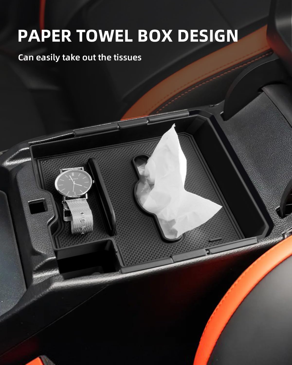 2Pcs Apoyabrazos Organizador para Ford Ranger T9 2023-2026, Caja Almacenamiento Consola Central con Alfombrillas, Bandeja de Reposabrazos para Ford Ranger Raptor Wildtrak (Freno Electrónico)