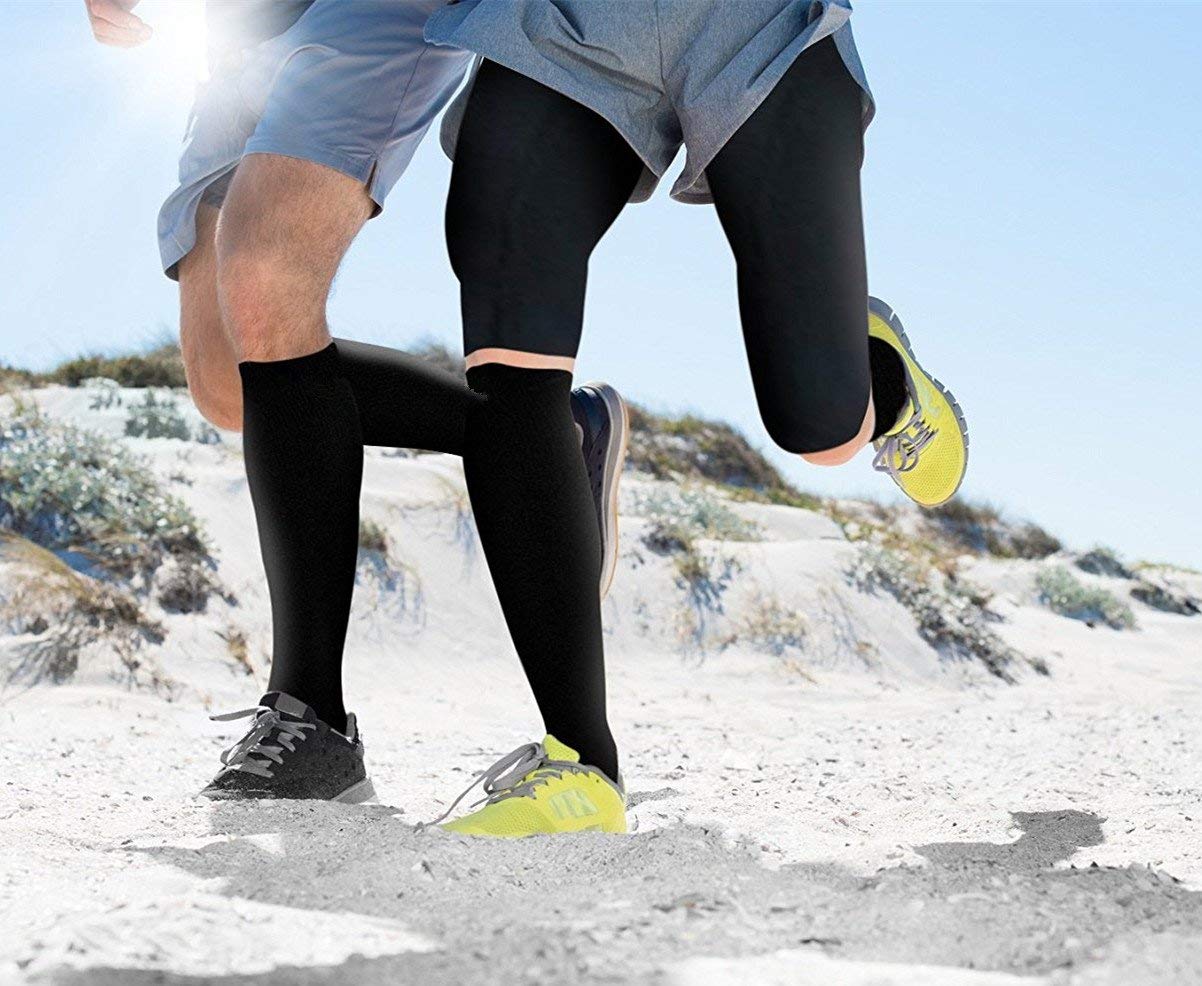 3 pares de calcetines de viaje, medias de compresión, medias hasta la rodilla, para hombre y mujer