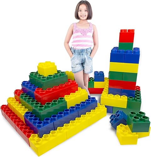 StemFuel Paquete variado de bloques de construcción jumbo de lujo de 72 piezas Kit de bloques de construcción medianos para niños pequeños Incluye