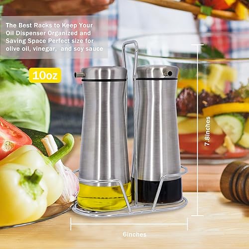 Miniatura 3 de Aelga Juego de dispensador de aceite y vinagre con cadillo, paquete de 2 botellas dispensadoras de aceite para cocina sin goteo, decoración de