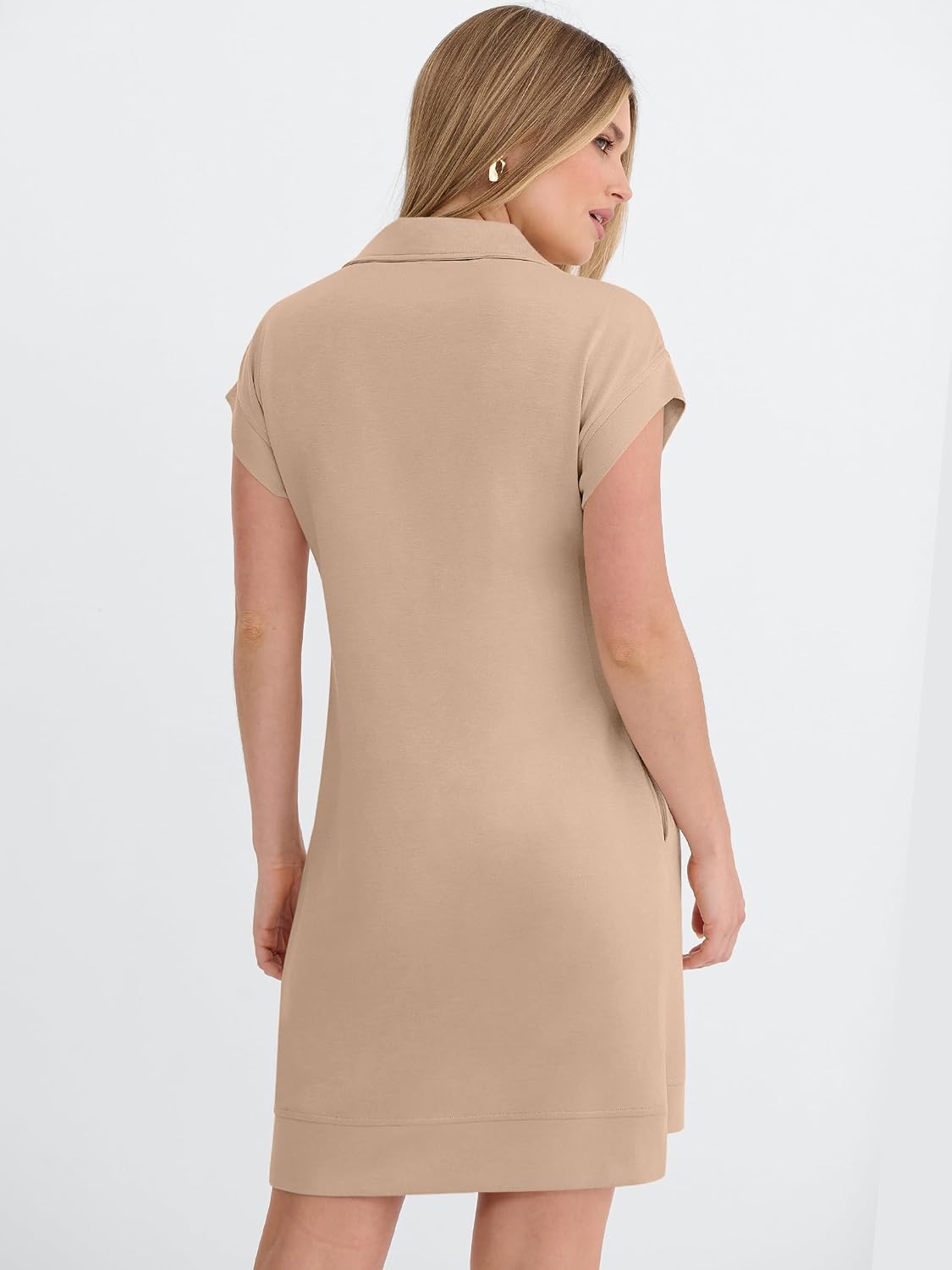 ANRABESS Womens Summer Casual Half Zip Cap Sleeve Trendy Wrinkle-Free Tshirt Dress 2026 Spring Beach Vacation Short Dresses