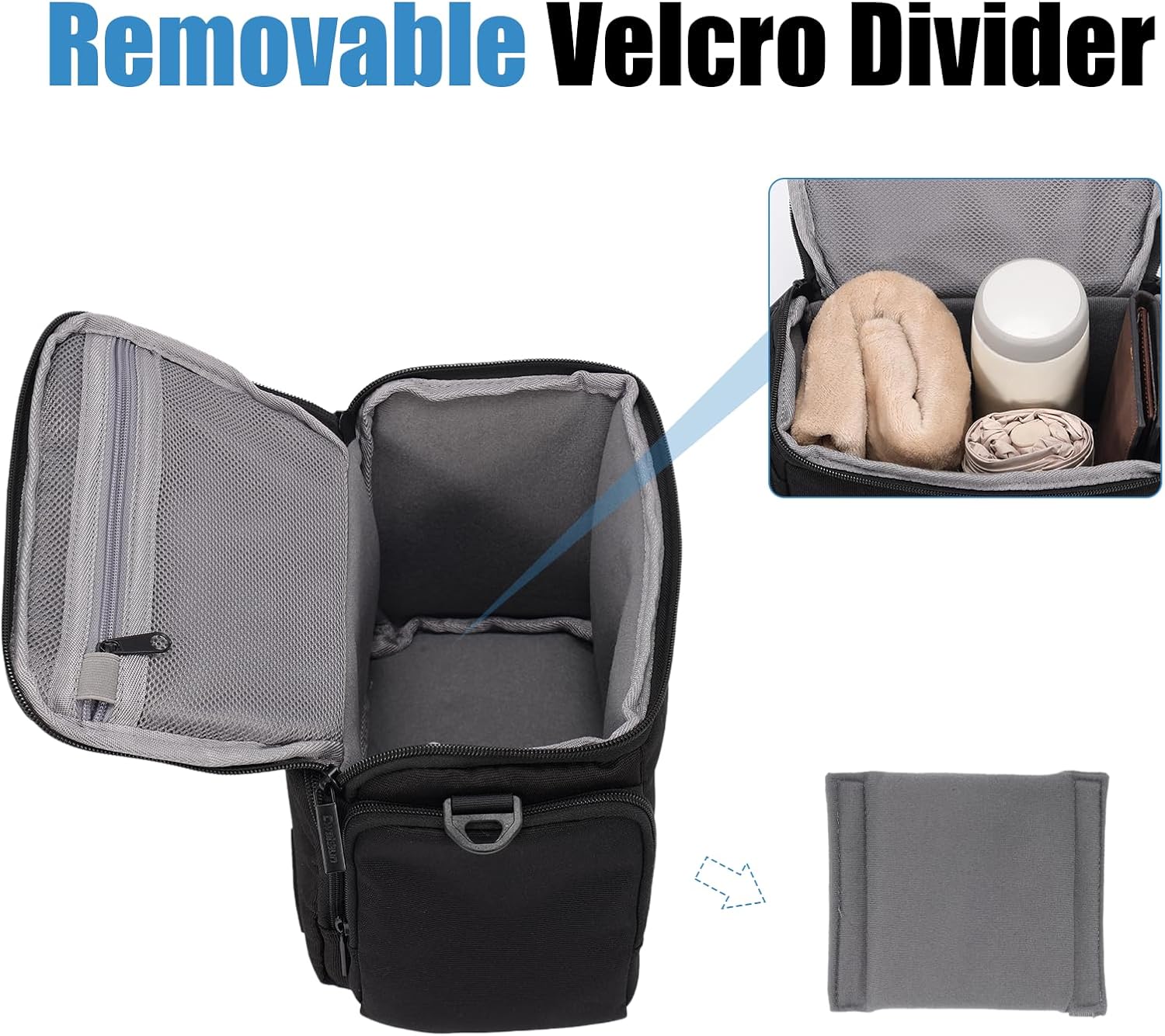 CADeN Compact Camera Shoulder Crossbody Bag Case Compatible for Nikon, Canon, Sony SLR/DSLR Mirrorless Cameras and Lenses Waterproof(1.0 S, Black) - Image 8