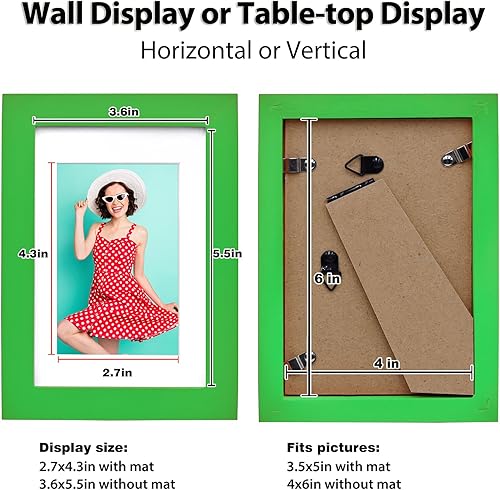 Vista 464 de KINLINK Marco de fotos A4 natural, de madera maciza con plexiglás acrílico para fotos A5 con paspartú o A4 sin paspartú, marco de fotos para mesa