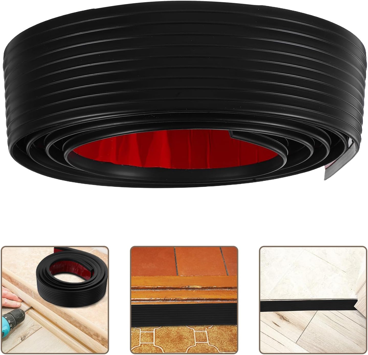 Abaodam Self-Adhesive Rubber Door Threshold Ramp, Non-Slip Transition Strip Reducer for Wheelchair and Scooter, Black 50cm X 10cm, Mobility Aid for Doorways and Flooring