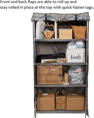 Miniatura 5 de Cubierta para estante de almacenamiento, estante de alambre, protector contra el polvo, se adapta a estantes de 36 pulgadas de ancho x 19 pulgadas