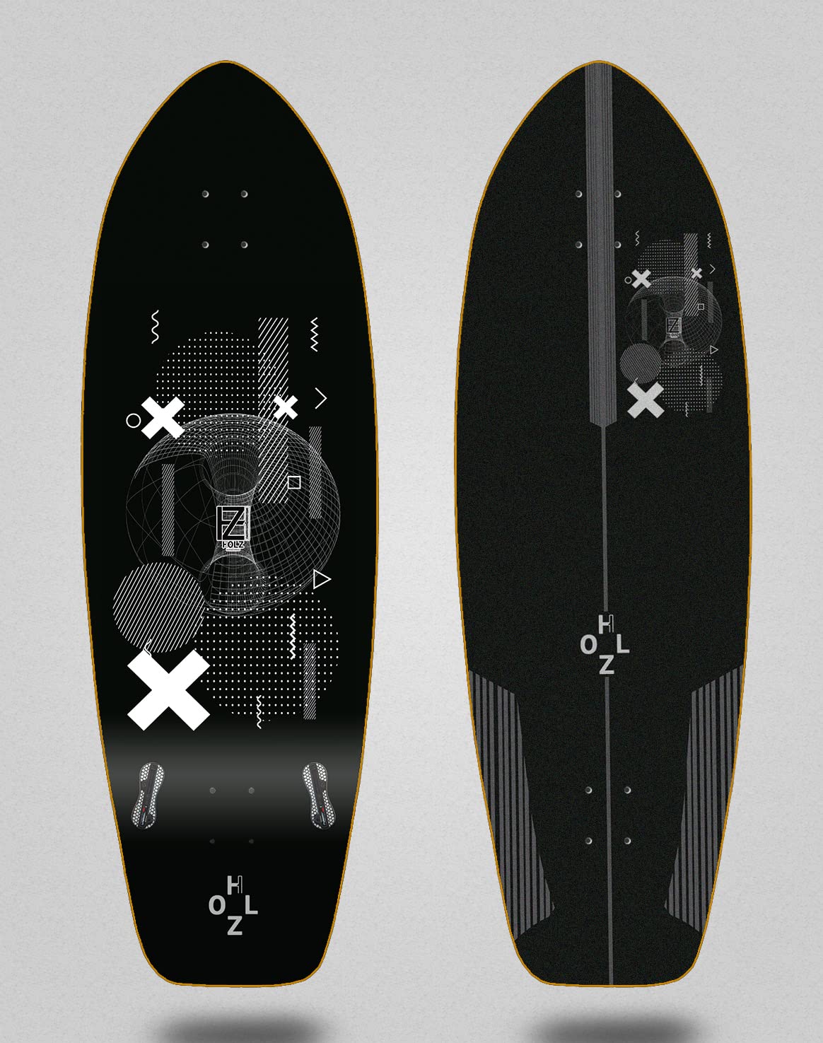 Holz monopatin Skate Skateboard surfskate Deck Tabla Layers Black 31