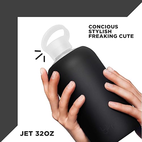 Miniatura 3 de bkr - Big Smooth - Reusable Glass Water Bottle - Leakproof, Durable, Workout & Travel Friendly, Carrying Loop - Dishwasher Safe - Removable Silicone