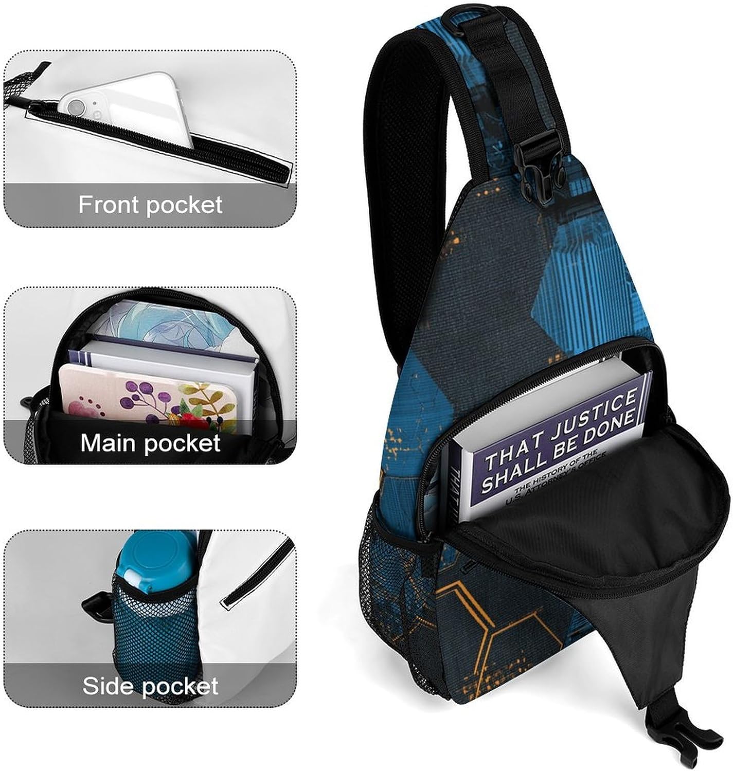 Circuit Board Sling Crossbody Bag Lightweight Chest Shoulder Backpack for Outdoor Sports