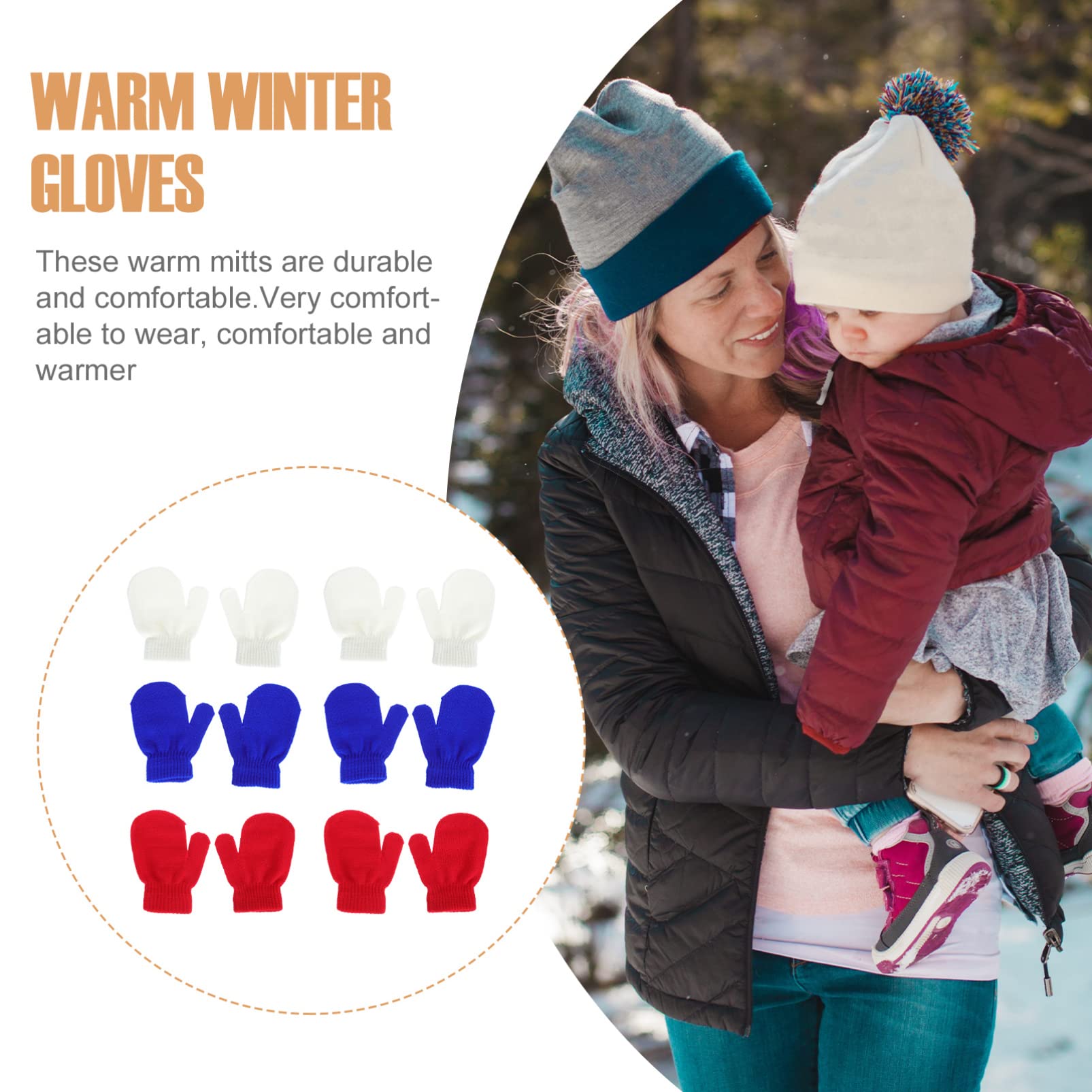 VALICLUD Guantes Rellenos De Calcetín De Navidad Frío Mitones Infantiles Mitones Calientes Mitones De Punto Gorro Forro Polar Mitones Bebe Botines Hilo Acrílico