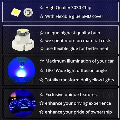 Miniatura 2 de WLJH Lámpara LED azul superbrillante para reloj 35505-S84-N01, repuesto para Honda Accord 1998 a 2002, Honda Odyssey 1999 a 2004, paquete de 5