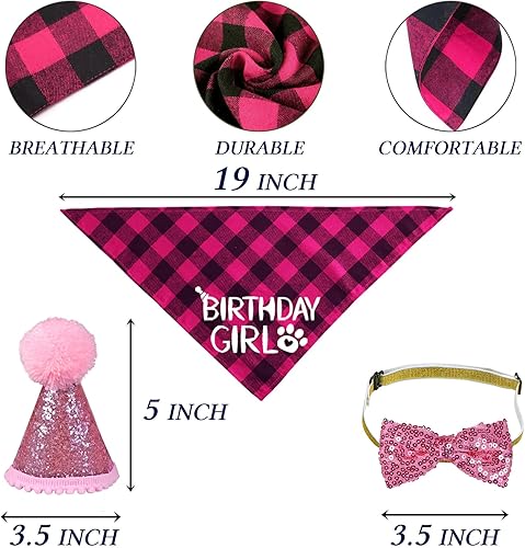 Vista 11 de STMK Decoraciones de cumpleaños de gato, sombrero de cumpleaños de gato con número, bandana, cuello de lazo para gatos, ropa de gatitos, trajes