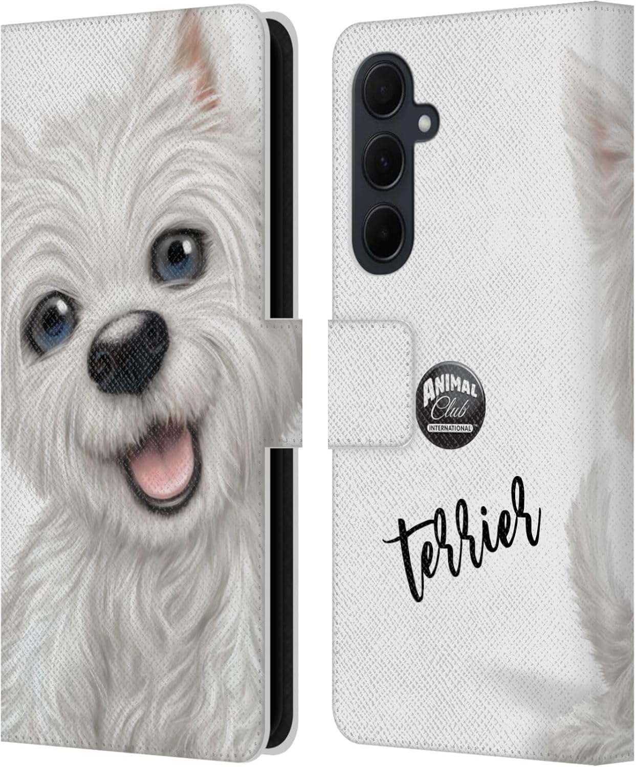 Head Case Designs Officially Licensed Animal Club International Pug Faces Leather Wallet Case Compatible with Samsung Galaxy A35 5G