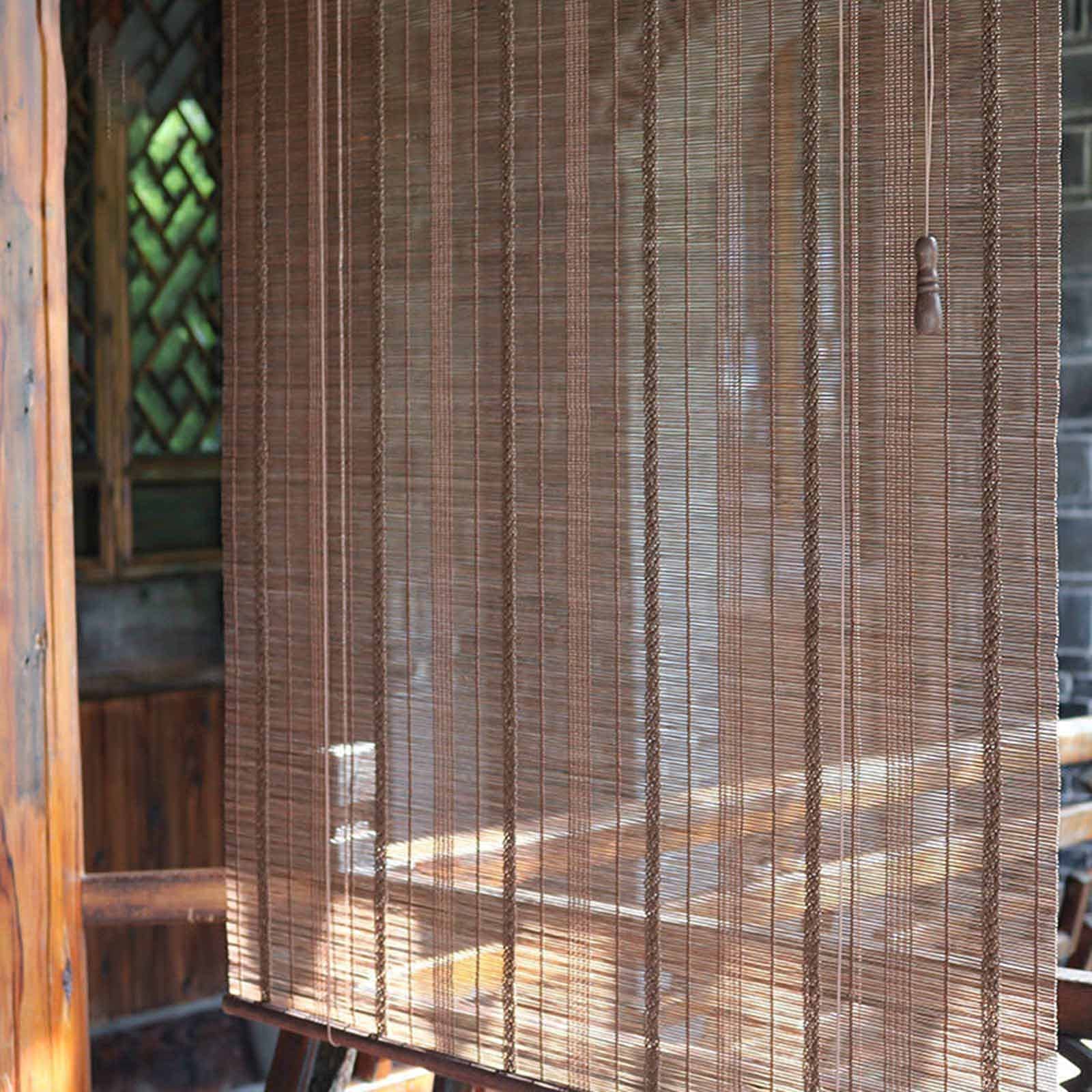 JLXJ Bamboo Roller Shades for Outdoor Patio Windows, Carbonized Color Light Filtering Partition Curtain, 95cm/115cm/135cm/155cm Wide (Size : 95×190cm(37.4×74.8in))