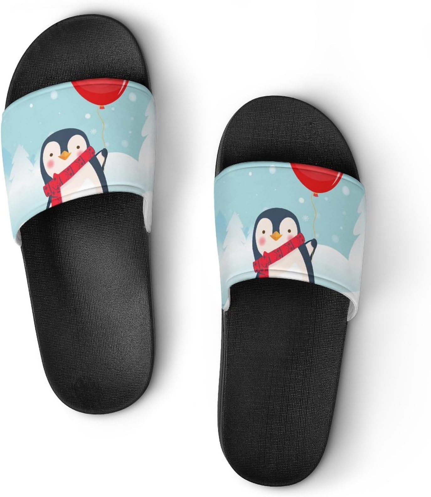 Women’S Slippers Penguin And Balloon Shower Sandals Bathroom Slippers Home Slides For Men