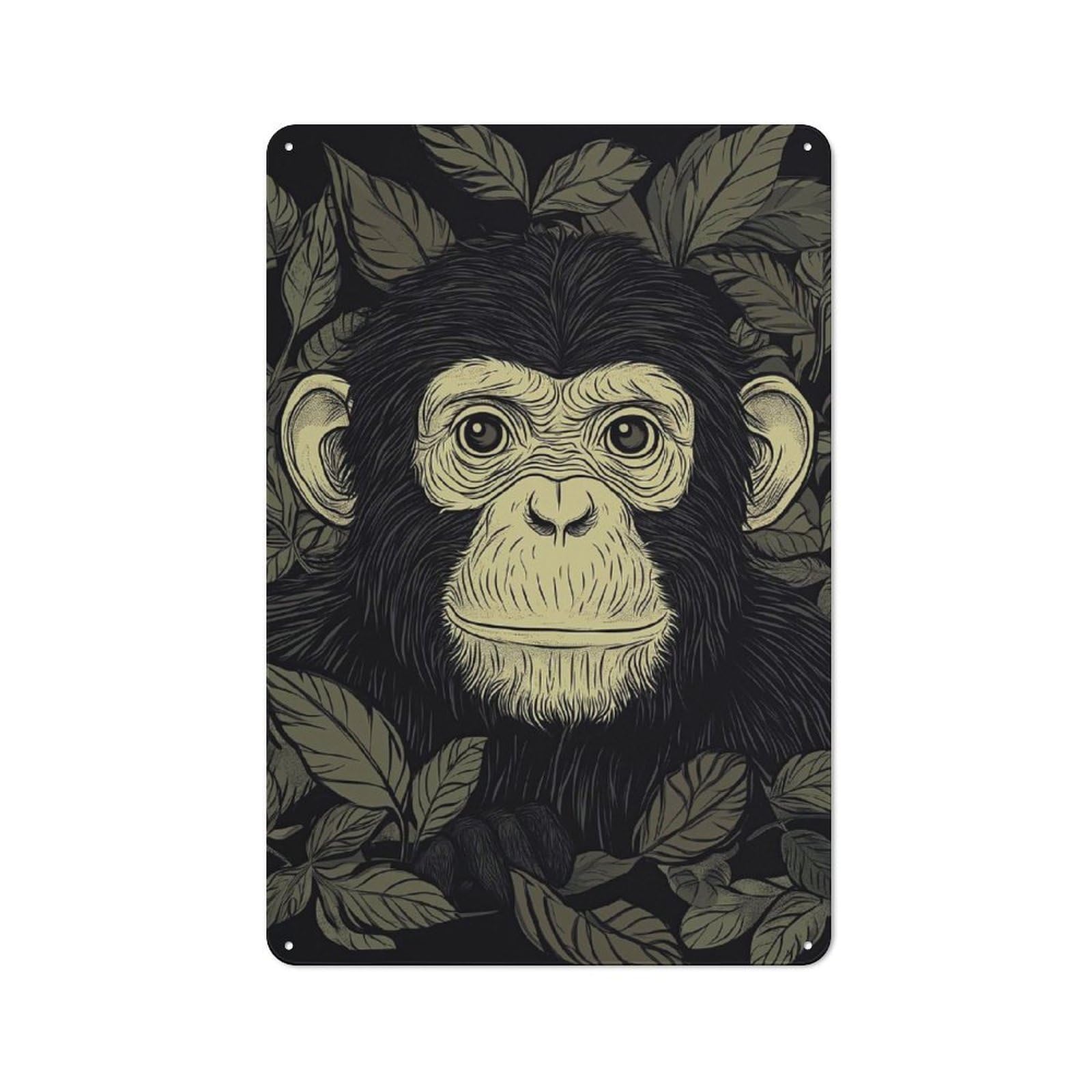 Junmoney Style-3 Chimpanzee Portrait Farmhouse Metal Sign 30X20cm, Rustic Country Wall Plaque For Farmhouse Kitchen, Pantry Or Dining Area