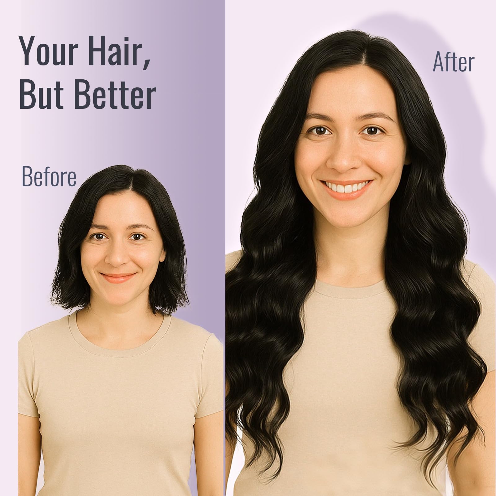 Fshine Extension Capelli Veri Biadesivo 50 cm 20 pcs Nero Jet Remy Umani Lisci