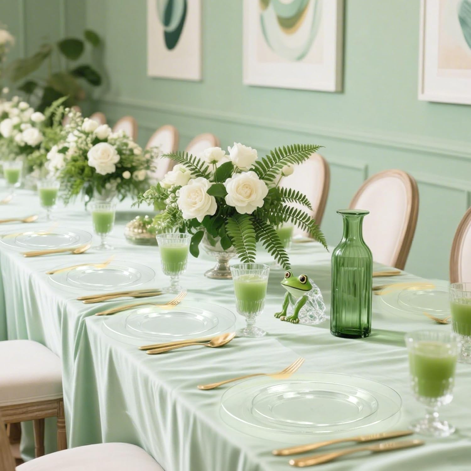 200 PCS Clear Plastic Plates, Plastic Disposable Plates Include 100 Dinner Plate and 100 Dessert Plate Perfect for Holiday, Birthday, Wedding & Party