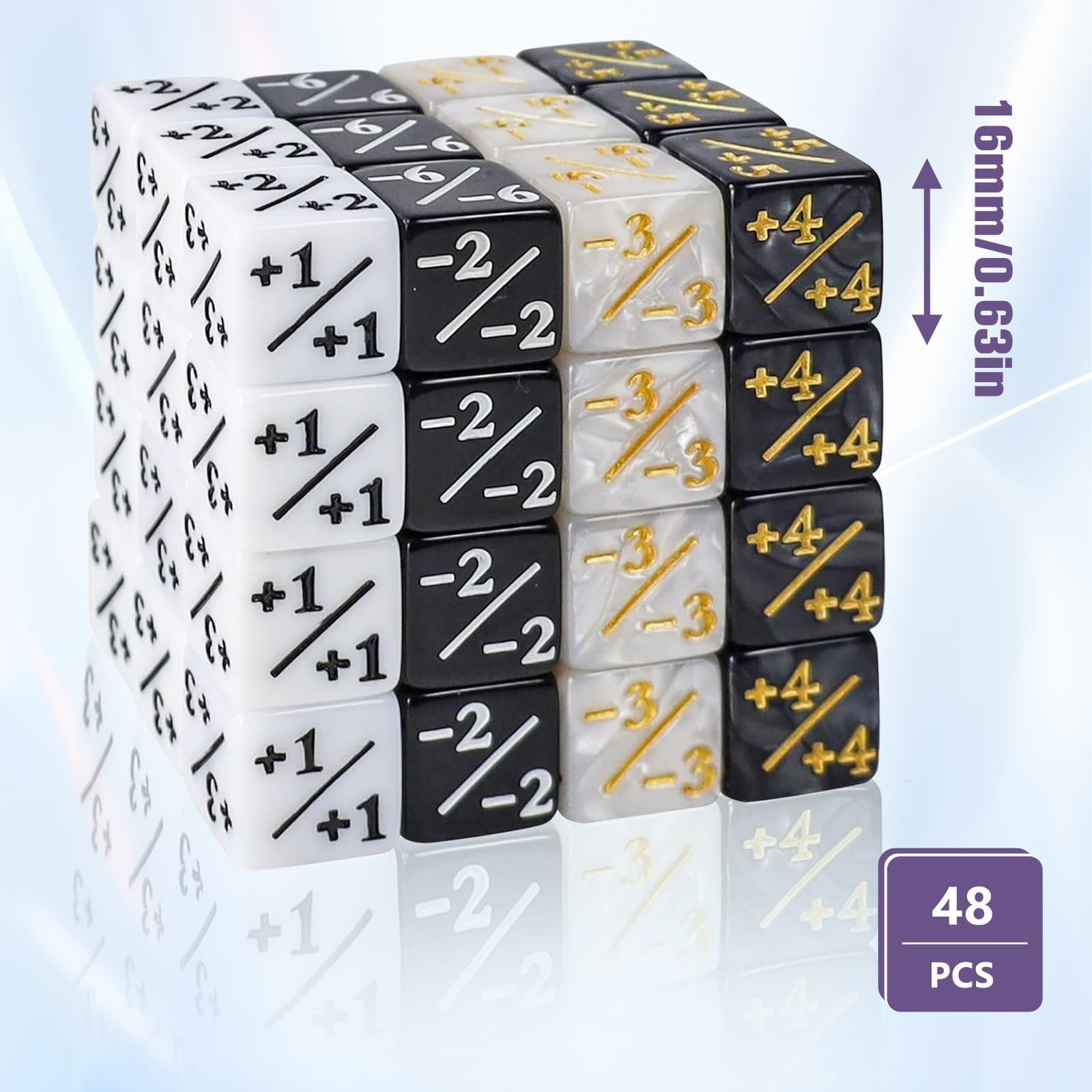 MTG kostka, 48 sztuk, Dice D6 Token Magic Dice z MTG, CCG, akcesoria do gry w karty, z workami do przechowywania