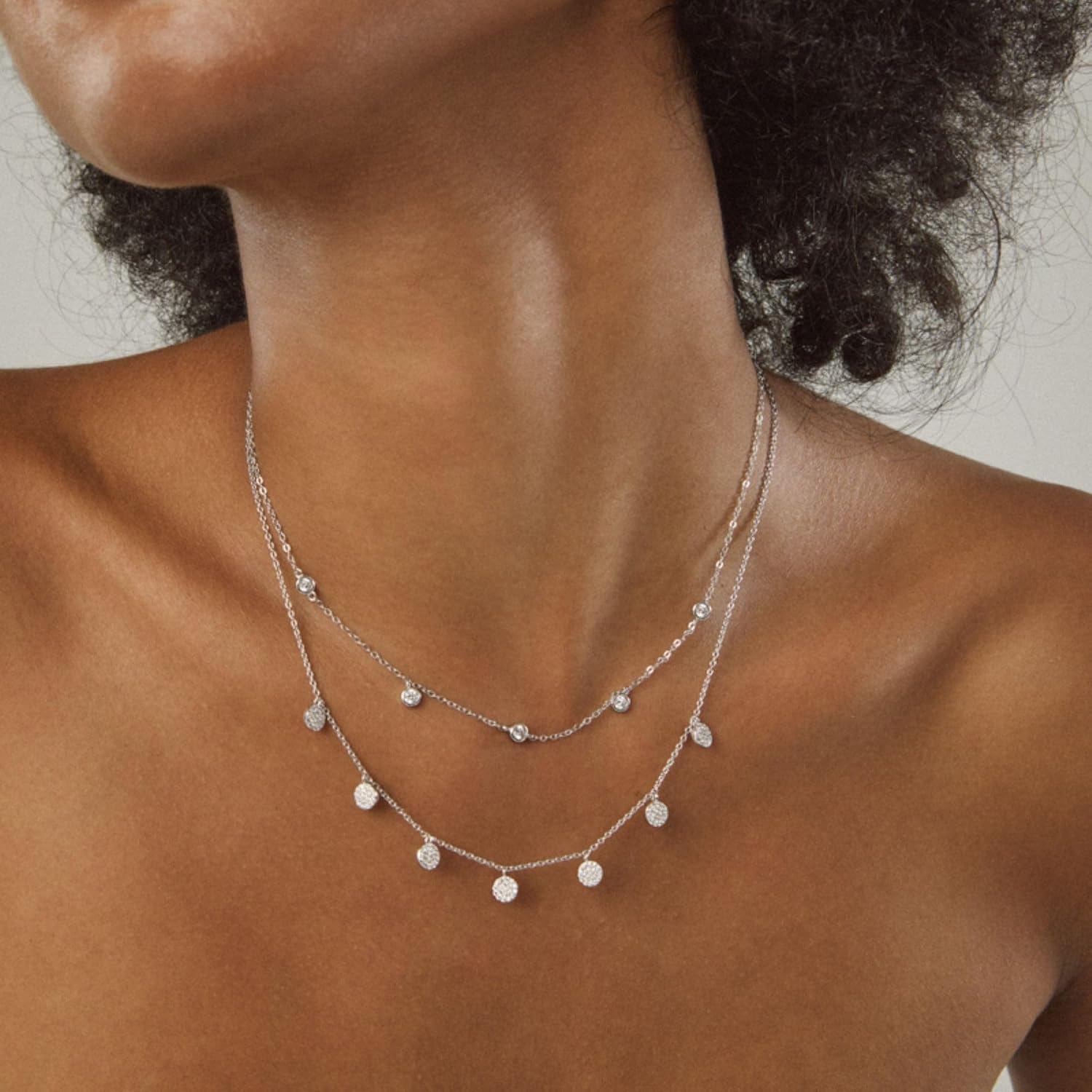 Silver Plated Necklace, Handcrafted Jewelry for Women with Cubic Zirconia, Dainty Layering Necklace for Everyday Wear, Includes a Gift