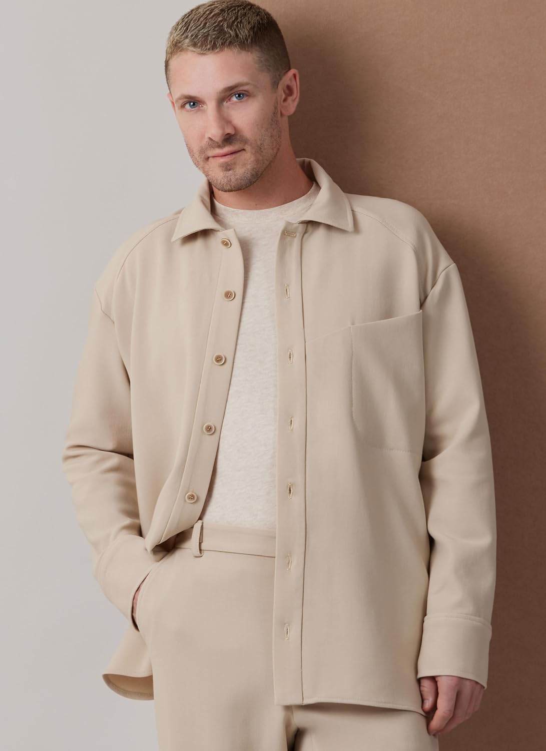 Vogue V2142BB Men's Relaxed Fit Drop Shoulder Shirt and Straight Fit Pants Sewing Pattern Packet, Design Code V2142, Sizes 44-46-48-50-52