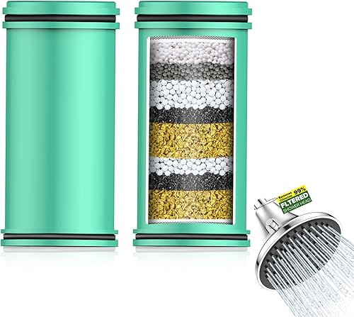 Cartucho de repuesto de filtro de ducha para cabezal de ducha filtrado, paquete de 2 filtros suavizantes de agua multietapa para agua dura, elimina