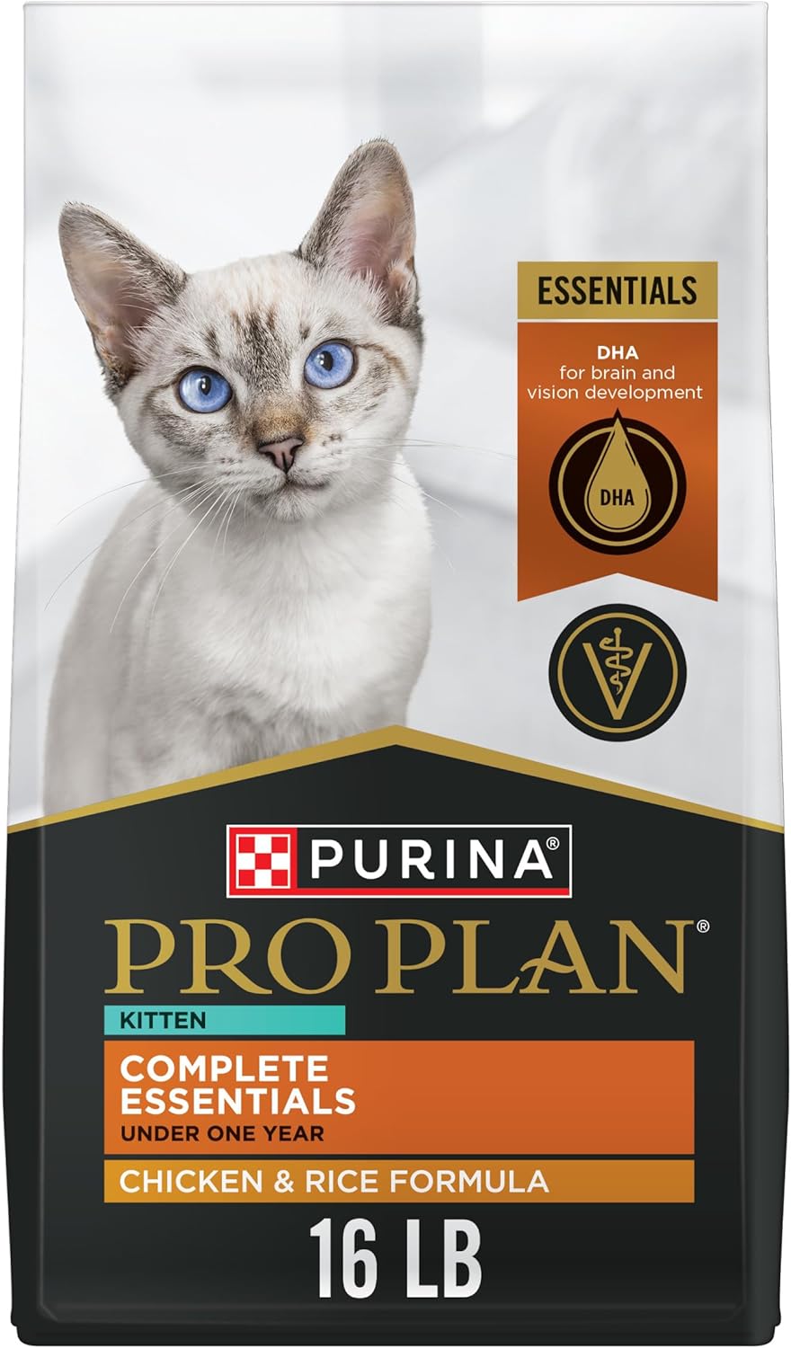Purina Pro Plan Kitten Dry Food Complete Essentials Chicken and Rice Formula - 16 lb. Bag