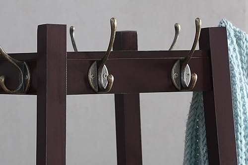 Miniatura 3 de Roundhill Furniture Perchero Vassen con estantes de almacenamiento de 3 niveles en acabado espresso