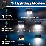 LOTMOS Solar Lights Outdoor Motion Sensor, [ 6 Pack/176LED ] Fence Lights Solar Powered 3 Modes, Waterproof Wireless Solar Wall Security Lights for Garden Patio Garage Deck Yard, Cool White