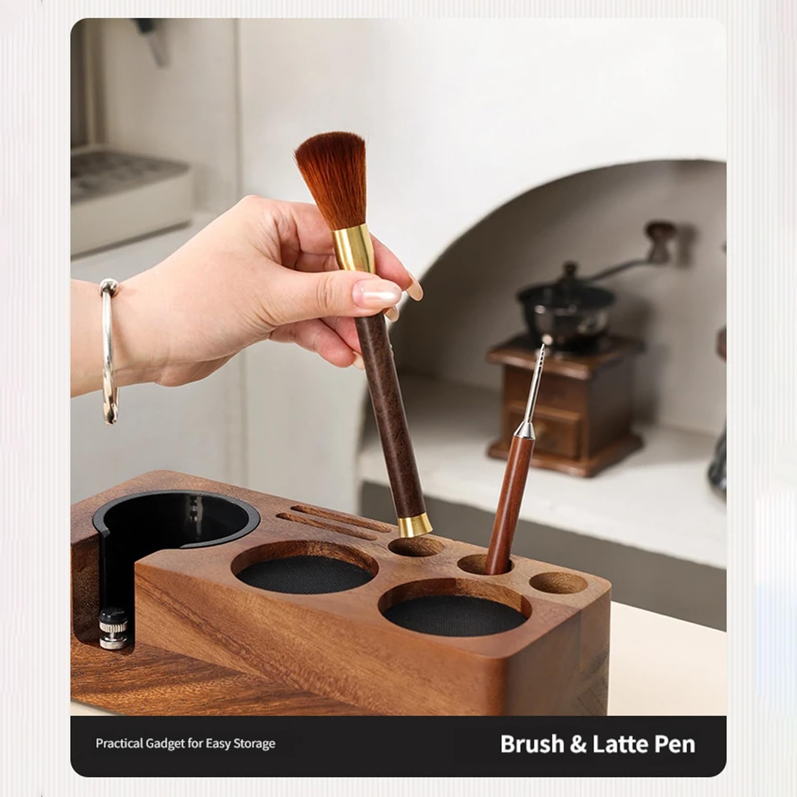 Benutzerfreundliches 58-mm-Kaffee-Presswerkzeug mit ergonomischem Holzgriff-Design, Café, Club-Ausrüstung, Kaffee-Zubehör, Holzstampfer