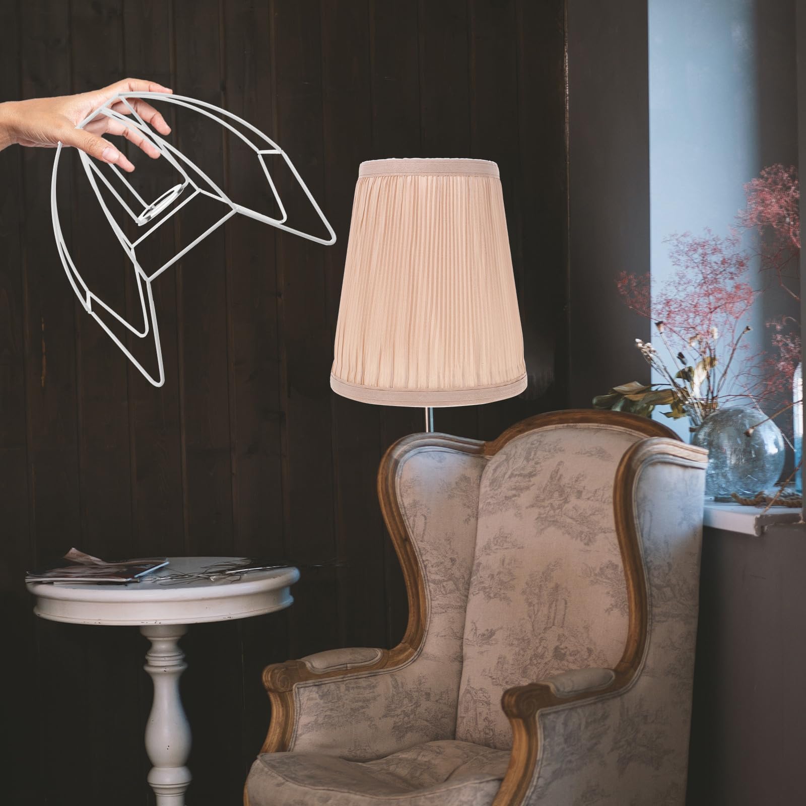 Telaio Paralume Bianco E27 in Ferro, Stile Vintage Moderno