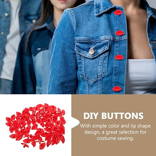 Miniatura 4 de EXCEART 100 botones en forma de labio, boca roja, botones de costura de plástico para manualidades, bufandas, bufandas, ropa, accesorios para muñecas