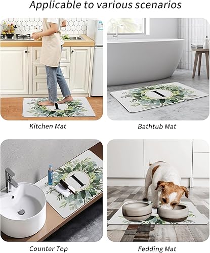 Miniatura 6 de Alfombra de baño negra I para bañera, antideslizante, de secado rápido y absorbente, tierra de diatomeas, para ducha, cocina, sala de estar,