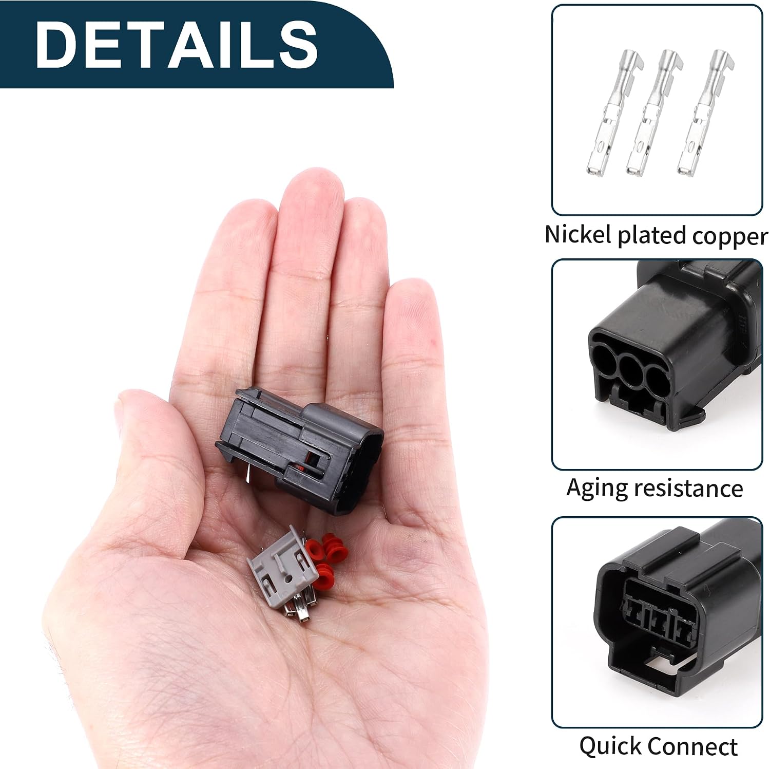 Water Temperature Sensor Connector Plug for Kia 1mm Waterproof Inner Female Wire Terminal Connector Black 1 Set
