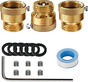 3 Pack SUNROAD Lead-Free Brass 3/4" MHT Hose Bibb Connector Backflow Preventer Vacuum Breaker