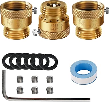 3 Pack SUNROAD Lead-Free Brass 3/4" Inch MHT Hose Bibb Connector Backflow Preventer Vacuum Breaker,Check Valve For Garden Spigot RV Hose Connection,Anti-Siphon Fitting with extra set screws