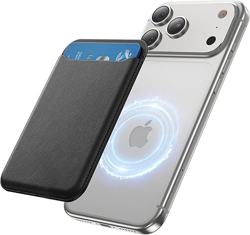 Miniatura 12 de para Billetera MagSafe, con 3 tarjeteros, billetera magnética delgada para teléfono para iPhone 17/16/15/14/13/12 Pro Max Plus Air Series, cuero