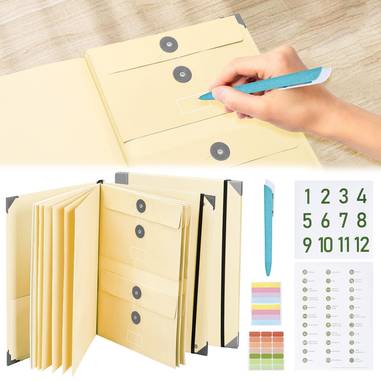 Les-Theresa If I Die Binder UK, Multipurpose Important Document Organizer with 9 Pages, 3 Stickers & Pen, Yellow - Image 4