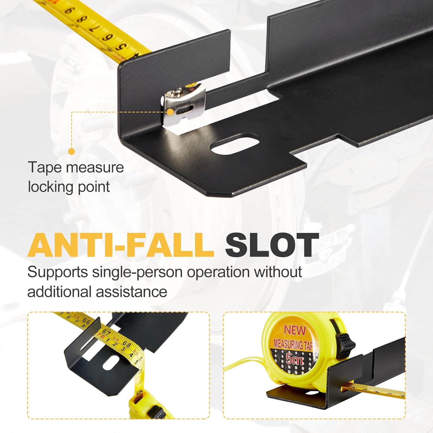 Heavy Duty Wheel Alignment Tool Kit Toe Alignment Tool Black Includes 2 Pcs Tape Measures Suitable for Car, Truck, SUV, and Various Vehicles Camber Alignment Plates