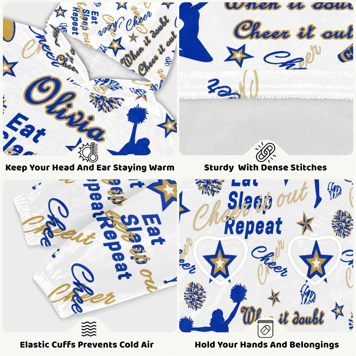 Custom Cheer Blanket Hoodie for Kids Cheerleading Wearable Blanket Hoodie Cheerleader Customized Hoodie
