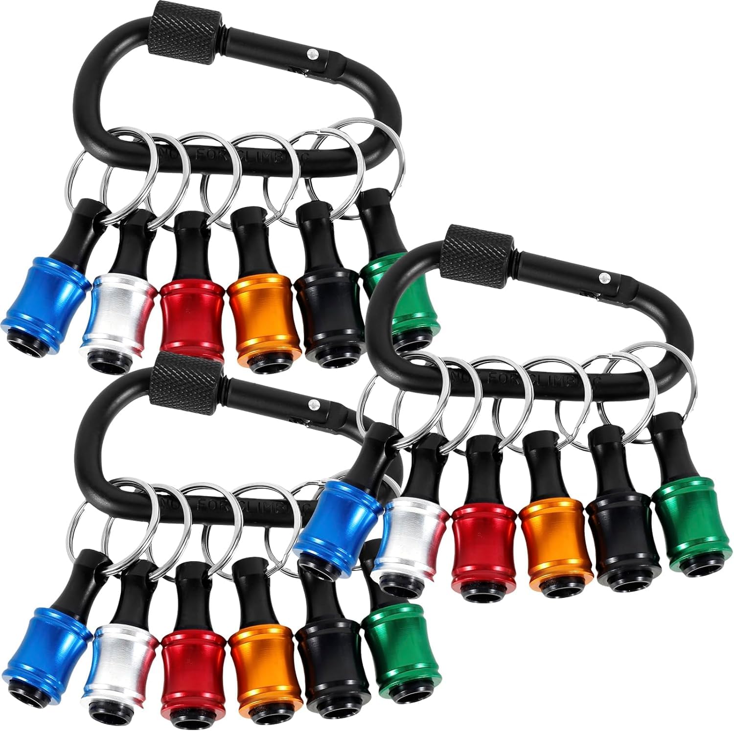 18Pcs 1/4" Hex Shank Screwdriver Bit Holder, Extension Bar Keychain Drill Screw Adapter Drill, Portable Carabiner Screwdriver Drill Bits Holder for Screwdrivers, Flexible Drill Bit Extension Set