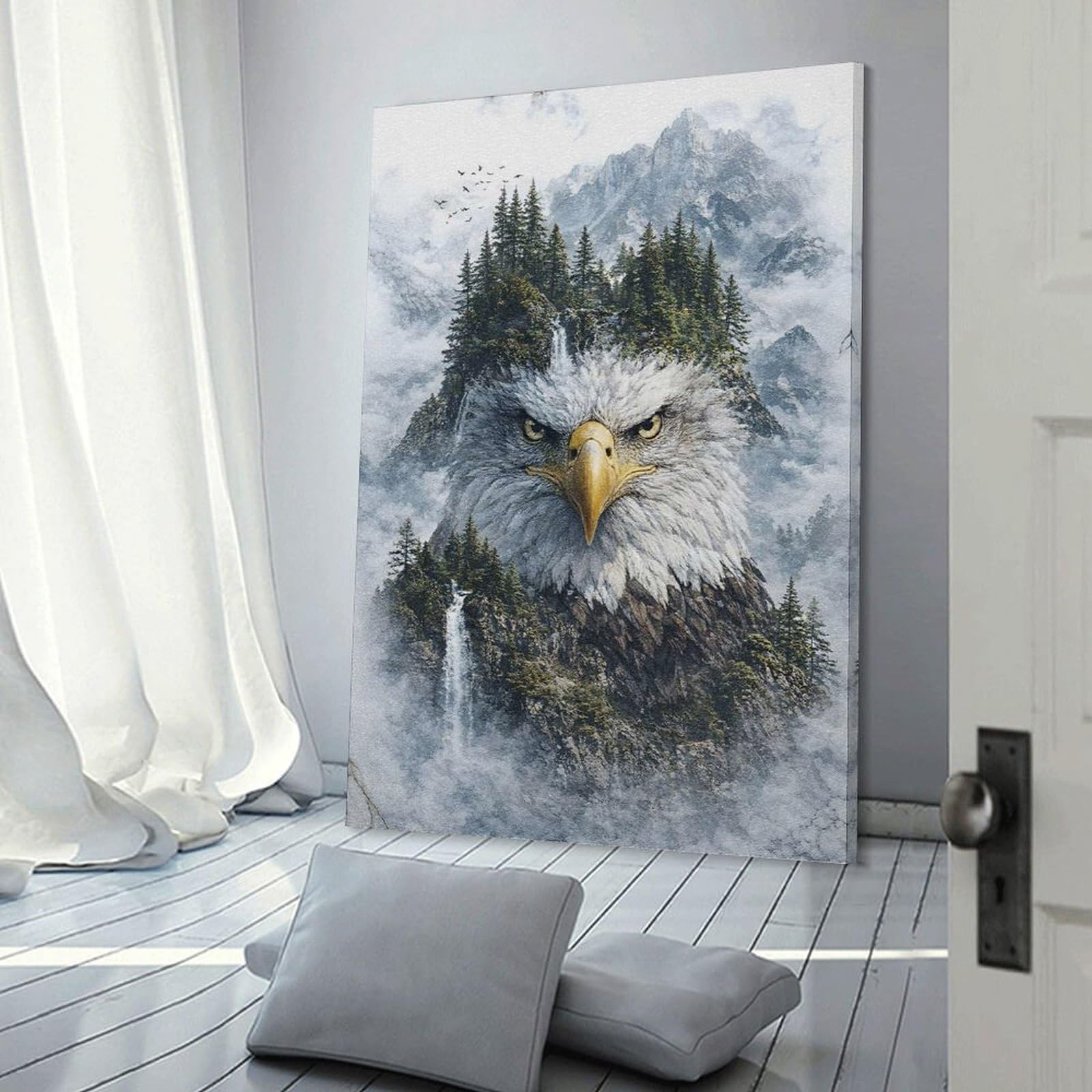 Junmoney Majestic Eagle Mountain Canvas Wall Decor, 20x30inch(50x75cm), for Bedroom, Guest Room Or Reading Nook, Canvas Wall Decor for Personal Spaces