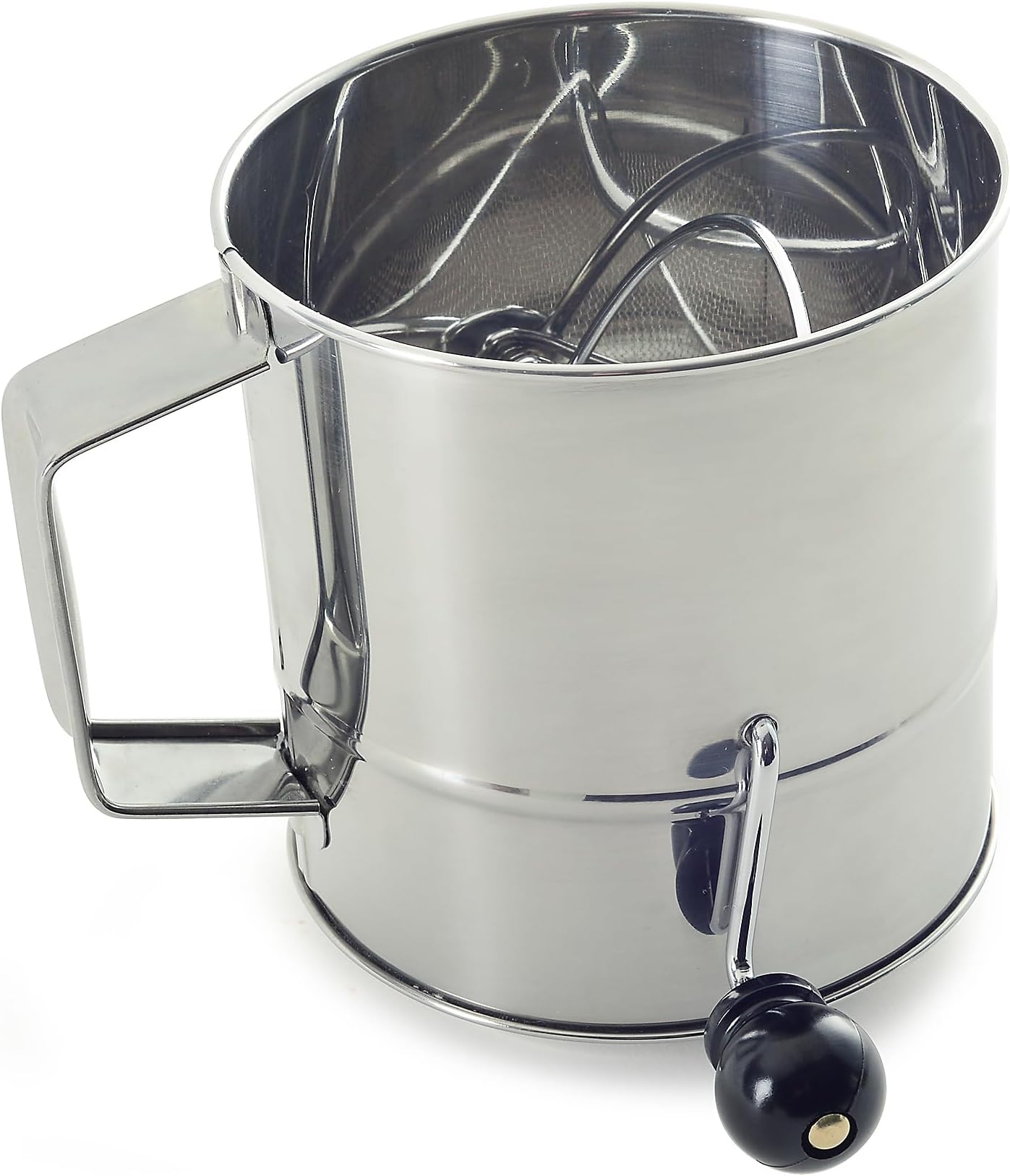 Norpro Polished 3-Cup Stainless Steel Hand Crank Sifter