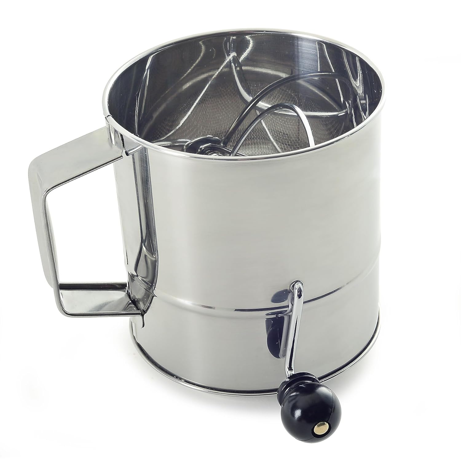 Norpro Polished 8-Cup Stainless Steel Hand Crank Sifter