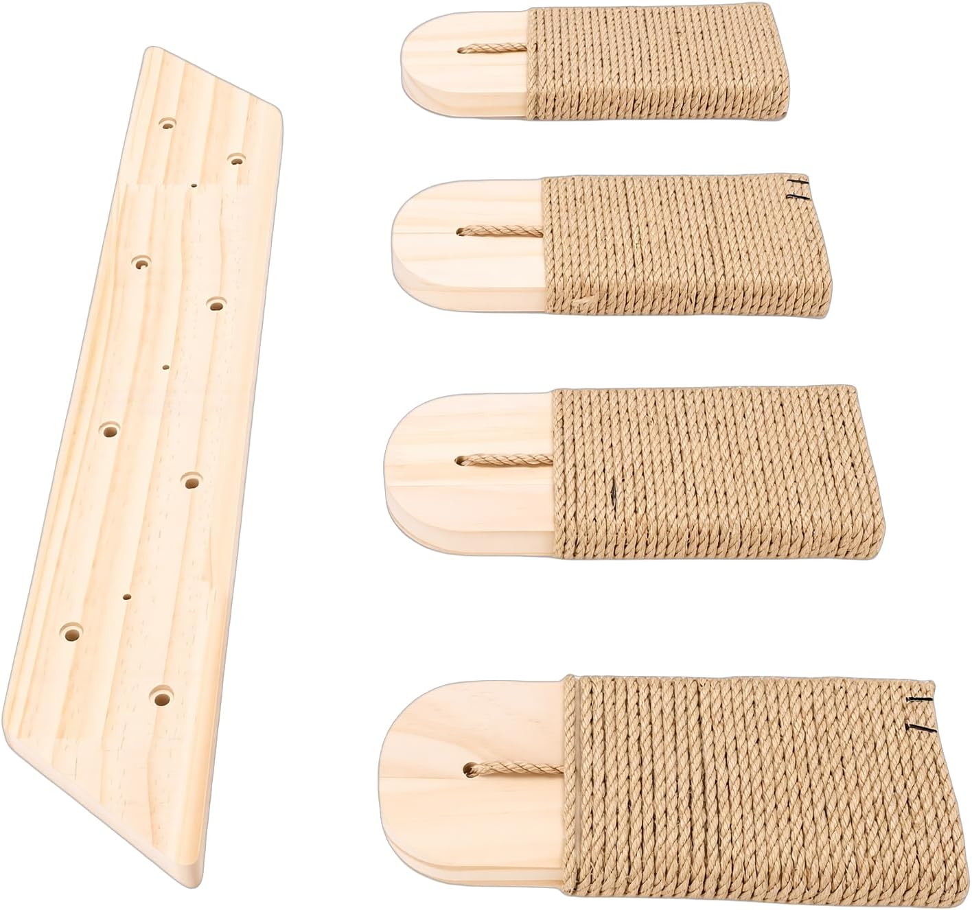 Keenso Cat Climbing Shelves, Solid Wood Cat Stairway with Jute Scratching Ladder for Indoor Cats