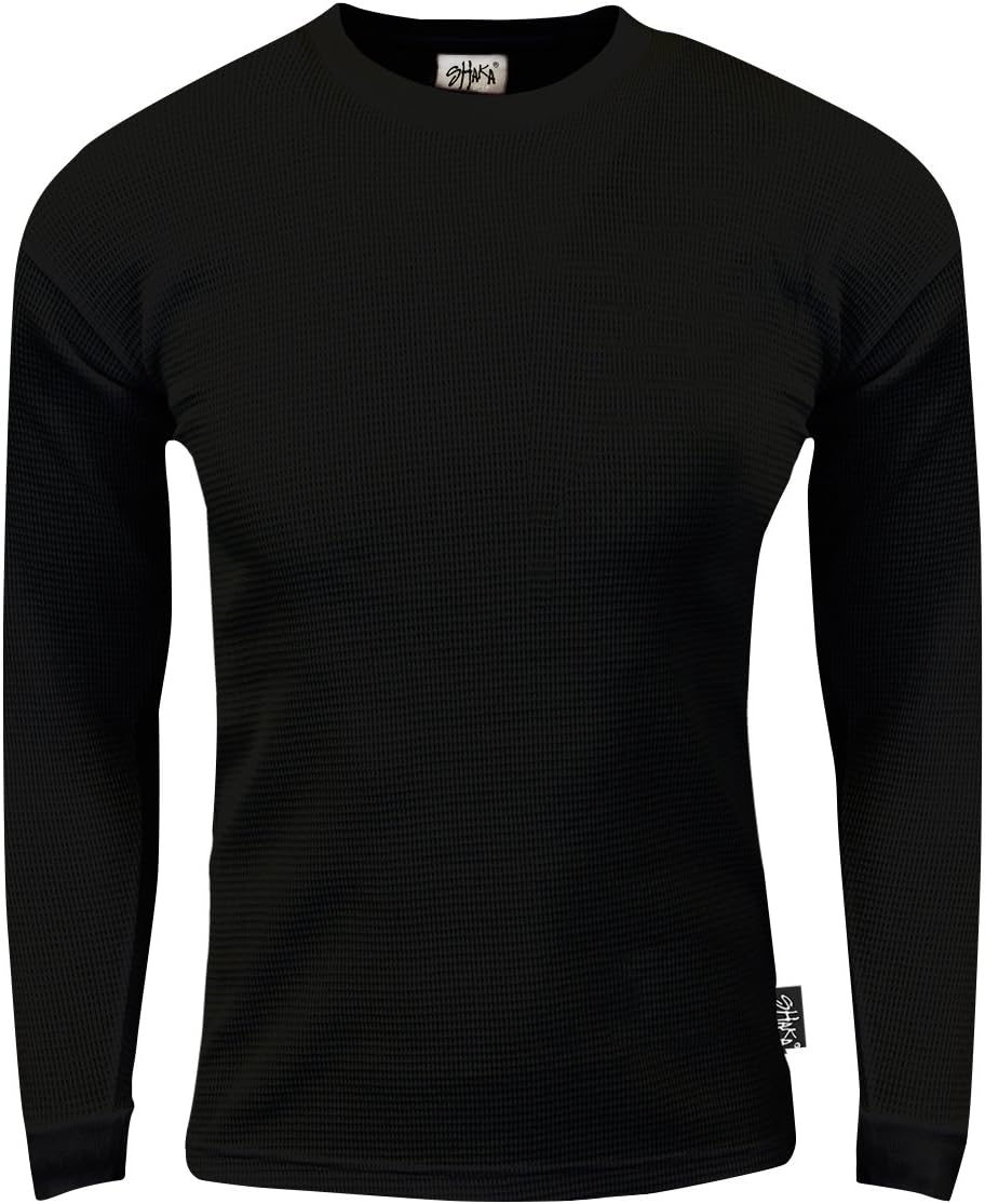 Shaka Wear Men’s Knit Sweater - Heavyweight Waffle Thermal T Shirt Long Sleeve Crewneck Knitted Top Regular Big Size XS-5XL