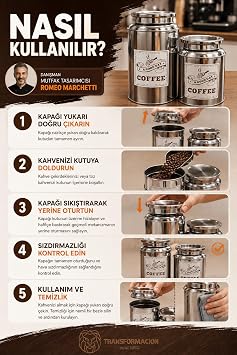 Transformacion Retro Metal Kahve Saklama Kutusu İkili Set - Çelik Hava Sızdırmaz Kapaklı Vintage Kahve Kavanozu Büyük 18x10cm Küçük 13x10cm Mutfak Tezgah Üstü Dekoratif Kahve Köşesi Aksesuarı