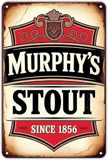 Murphy's Stout Beer Retro Irish Pub tin sign Vintage Brewery Metal Sign Print Aesthetic for Garden Yard Bar Porch Home Bedroom Kitchen Wall Decor Decor Gift 8 x 12 inch