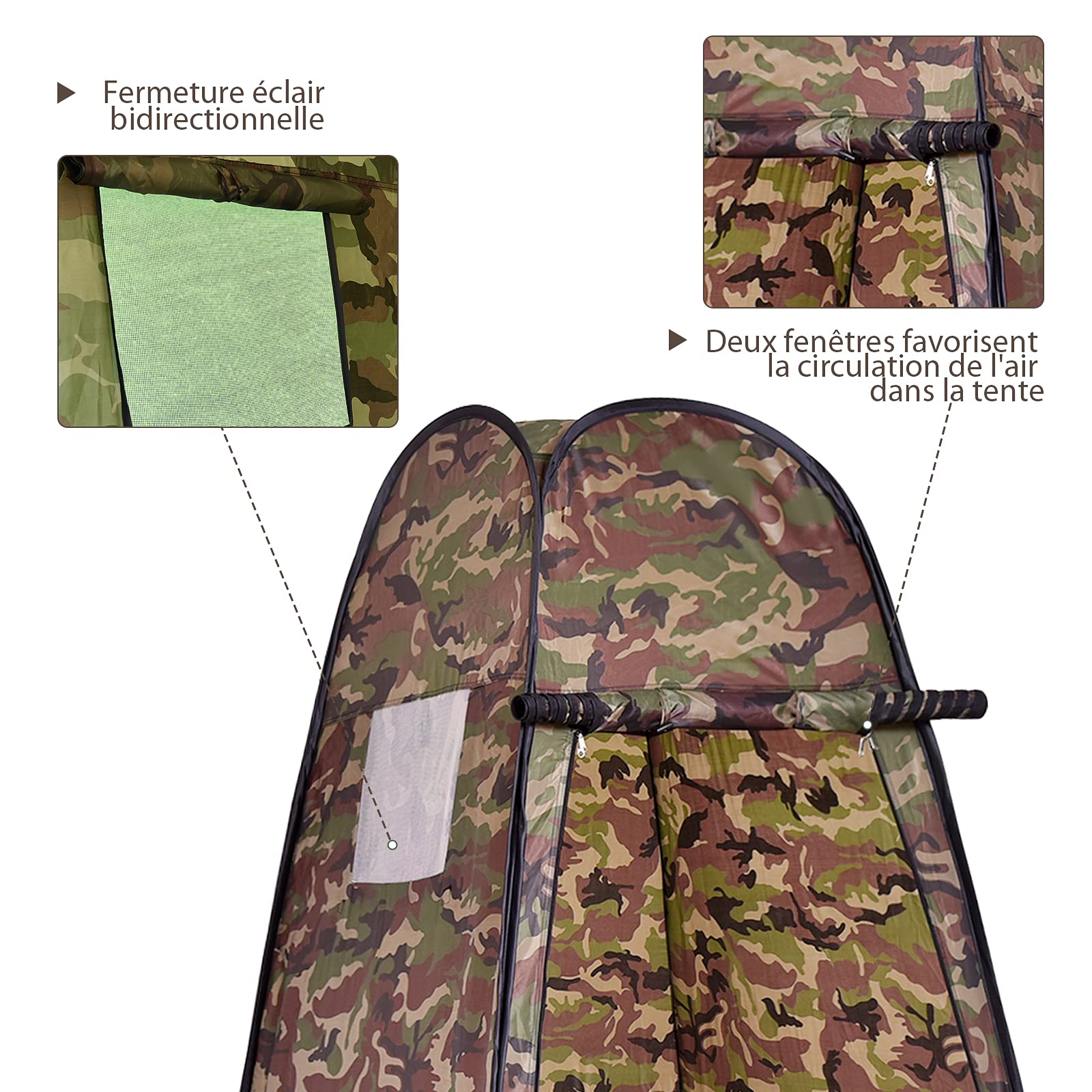 RELAX4LIFE Tente de Douche Instantanée Toilettes Vestiaire pour Camping Pêche Chasse Plage Dimension 120x120x190CM (H x I x L) Deux Couleurs au Choix