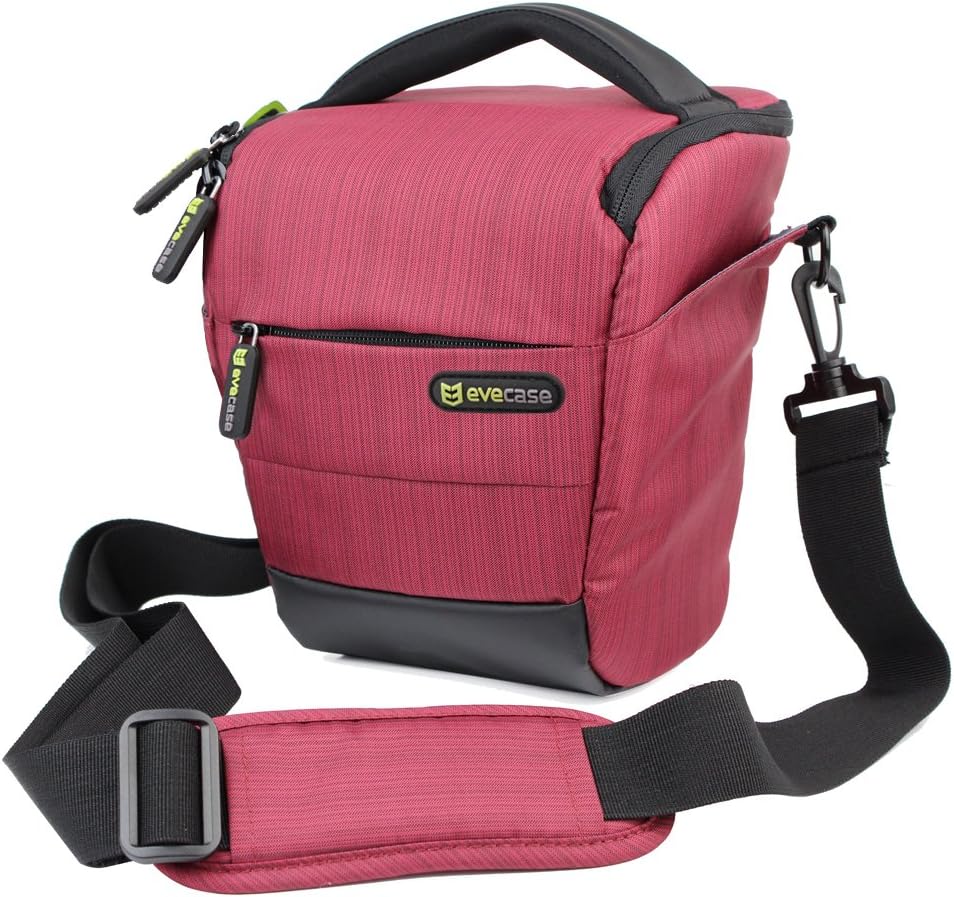 Evecase DSLR Camera Nylon Holster - Red for Canon EOS SL1 T7i T6 T6s T6i T5i T5 T4i T3i T3 T2i 77D 80D 70D 60D 7D Mark II 5DS 5DS R Digital Camera and XC10 Camcorder